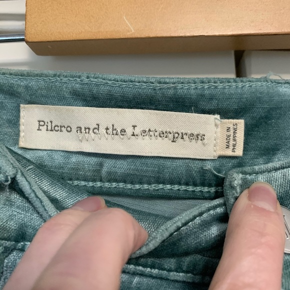 ❤️Pilcro High Rise Skinny Velvet Pant Blue Green - Picture 5 of 6